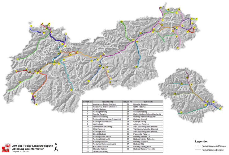 Abbildung 1: Basisnetz Radwanderwege