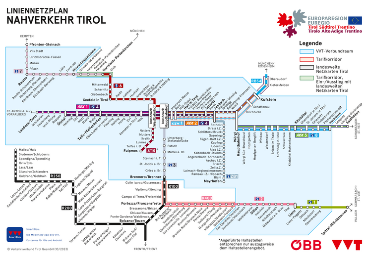 Liniennetzplan Nahverkehr Tirol