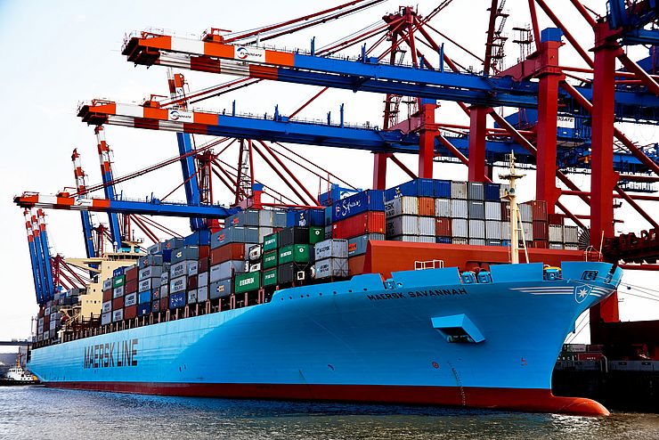 Containerschiffe im Hafen von Hamburg