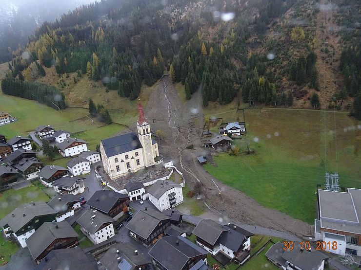 Unwetter im Oktober 2018 in Osttirol, Murereignis, Gemeinde Obertilliach