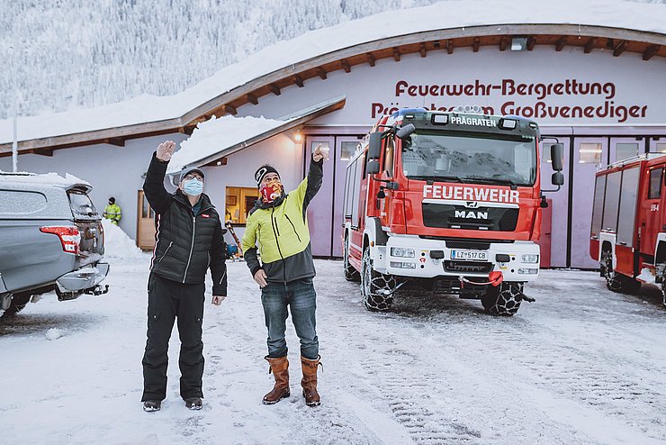 LH Günther Platter machte sich gemeinsam mit Bürgermeister Anton Steiner ein Bild der aktuellen Situation. 