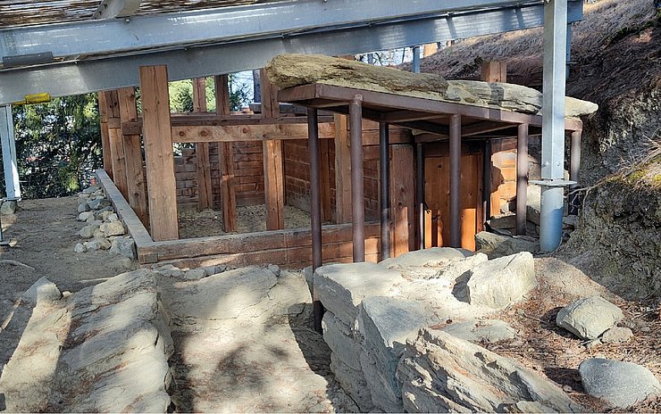 Korridor von Haus VI der Rätersiedlung auf der Hohen Birga in Birgitz.