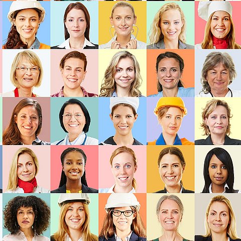 Viele Frauengesichter
