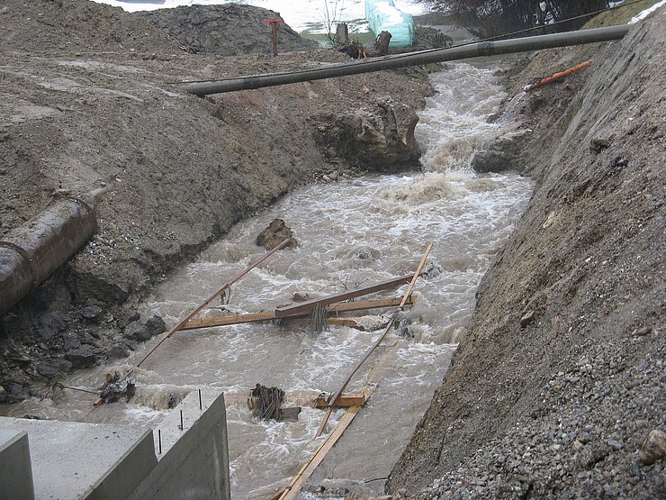 Wasserhaltung wärend dem Niederschlag am 13.01.2011