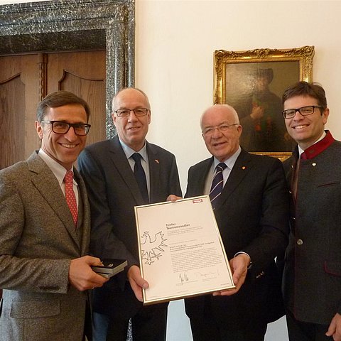 v.l. Josef Margreiter, Hans-Peter Leu, LTP Herwig van Staa, Michael Brandl