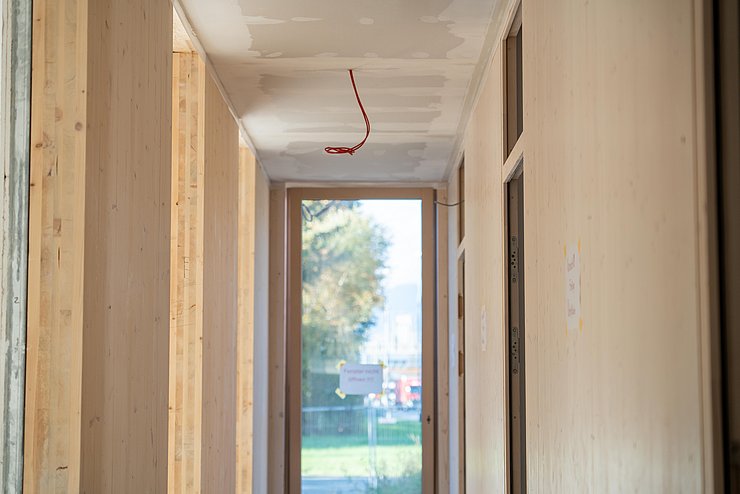 Gebäude aus Holz von innen