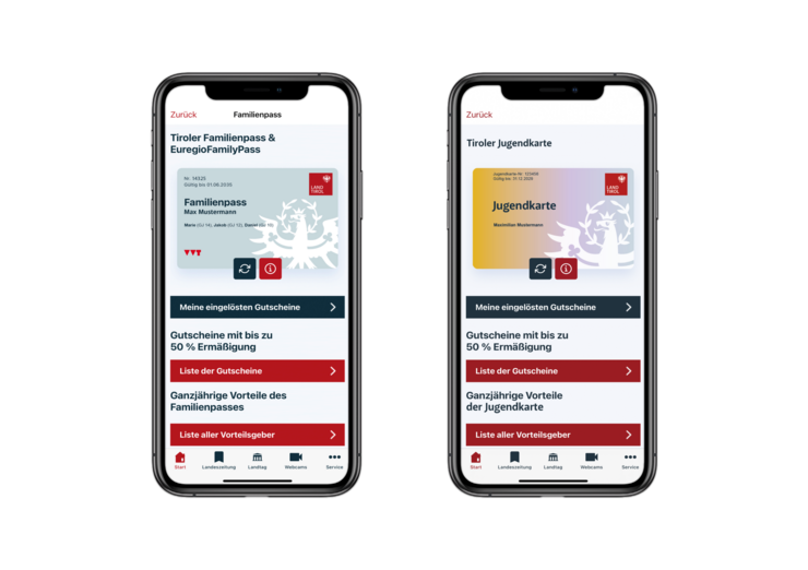 Mockups Familienpass und Jugendkarte