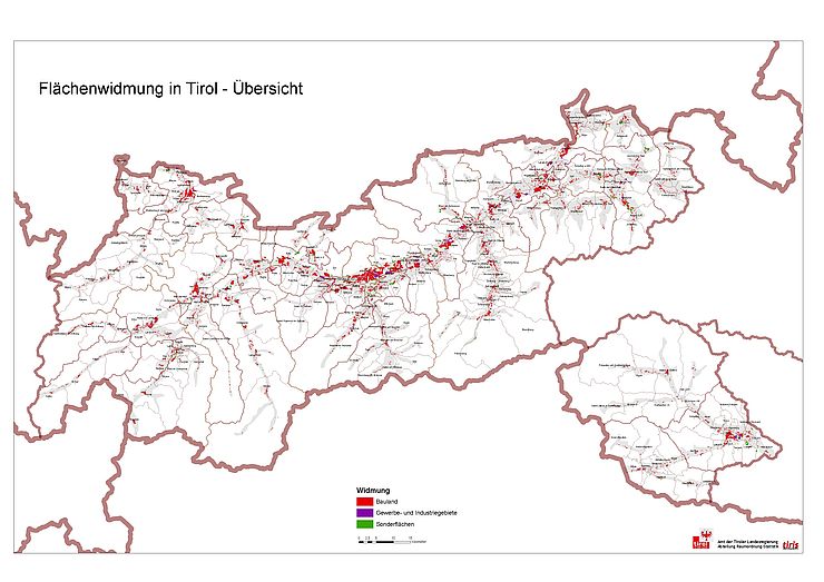 Karte Flächenwidmungsübersicht Tirol