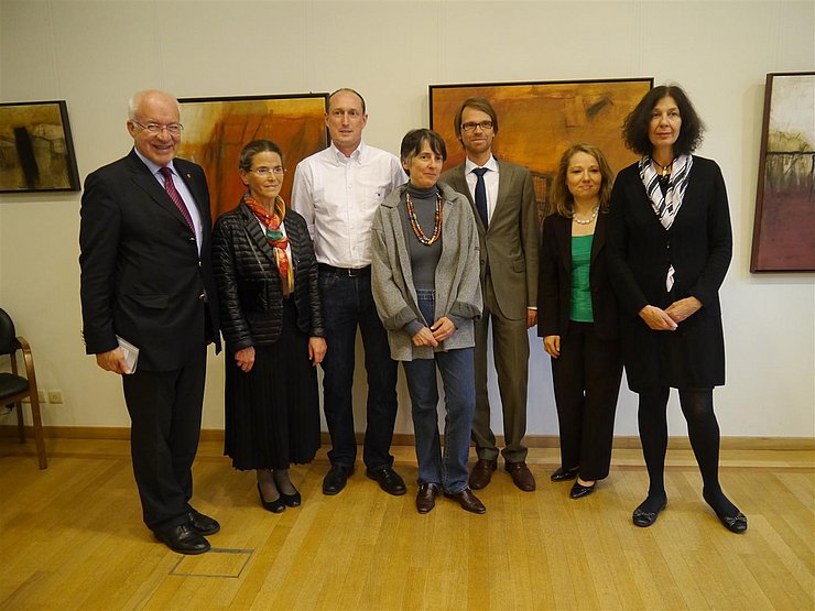 v.l. LTP Herwig van Staa, Maria Kerschbaumer, Georg Friedl, Anneliese Pichler, Florian Mast (Leiter Tirol-Büro), Vesna Caminades (Leiterin Tirol-Büro Südtirol), Paola Pompermaier (Leiterin Tirol-Büro Trentino)