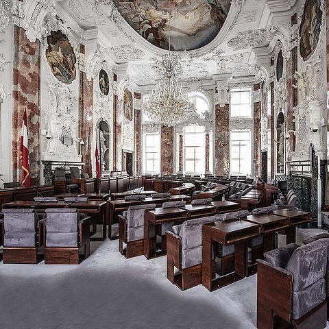 Der Zugang zum Landtagssaal wird zu den Sitzungen gut ausgeschildert werden.