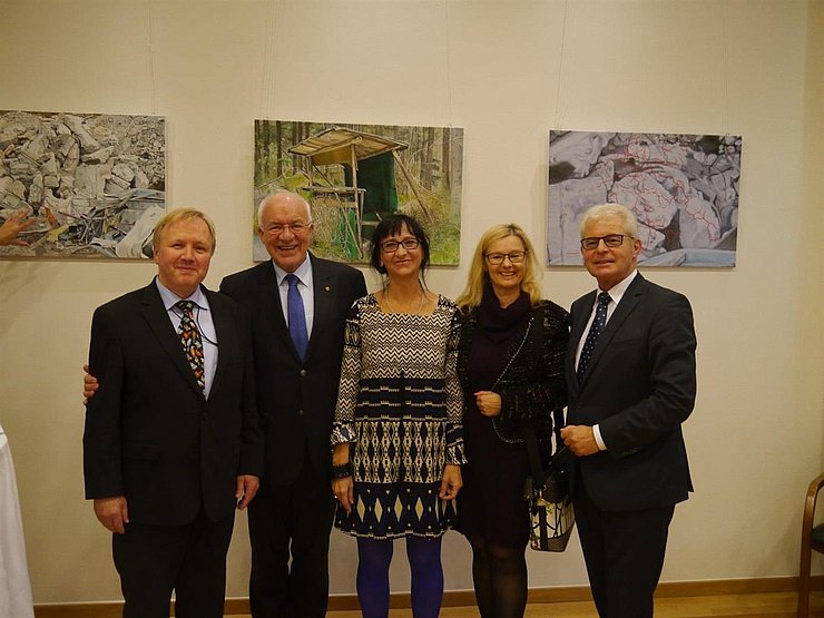 Arne Gericke MEP, Tiroler Landtagspräsident Herwig van Staa, Künstlerin Milena Meller, Direktorin des Österreichischen Kulurforums Marina Chrystoph, Heinz K. Becker MEP
