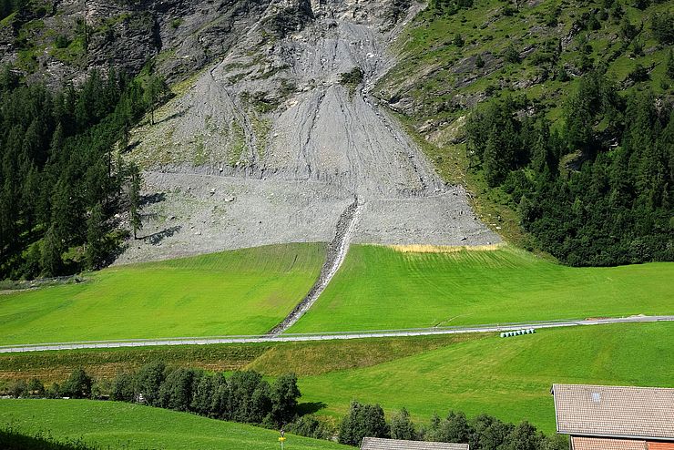 Rekultivierte Felssturzfläche in der Gemeinde Vals