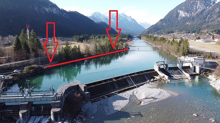 Übersicht über den zu sanierenden Bereich (rot markiert).