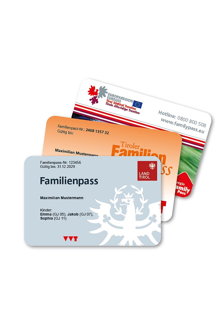 Der Tiroler Familienpass gilt für Vergünstigungen in Tirol, Südtirol und Trentino