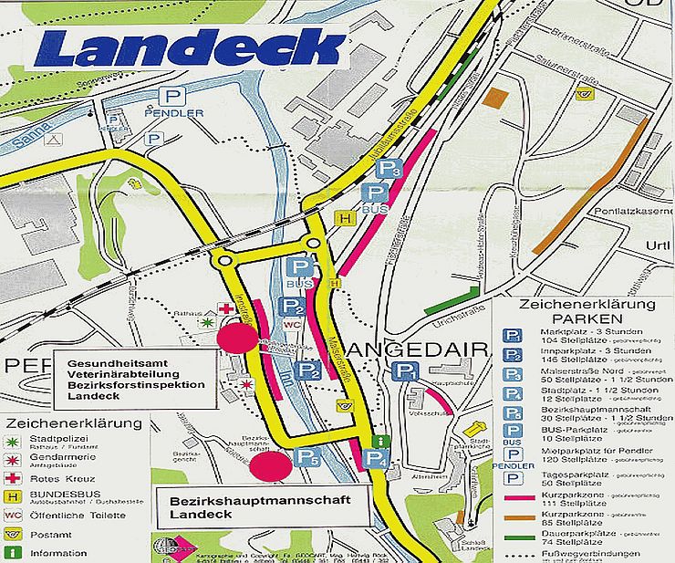 Karte Zufahrt zur BH Landeck