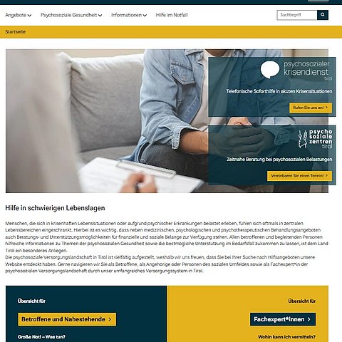 Screenshot/Bildschirmaufnahme der Website