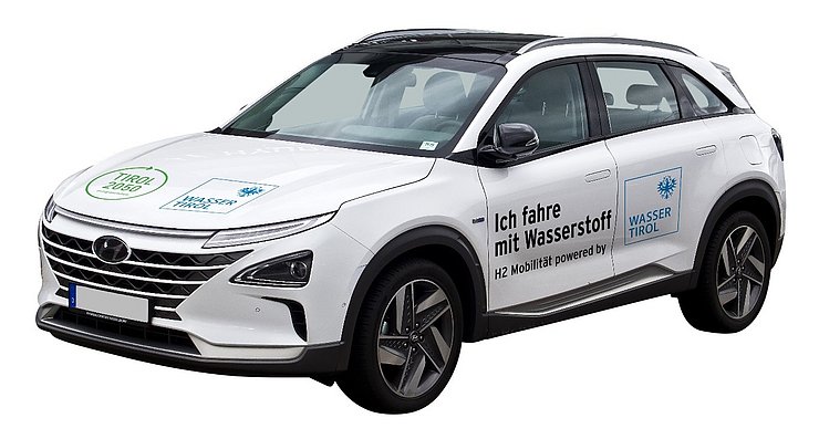 Seitenansicht des wasserstoffbetriebenen Hyundai NEXO