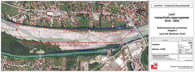 Lageplan – Übersicht der zu sanierenden Buhnen