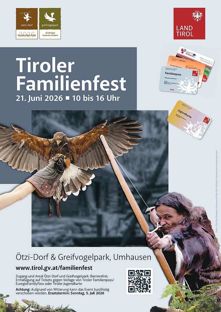 © Land Tirol Plakat Familienfest mit Adler und Ötzi