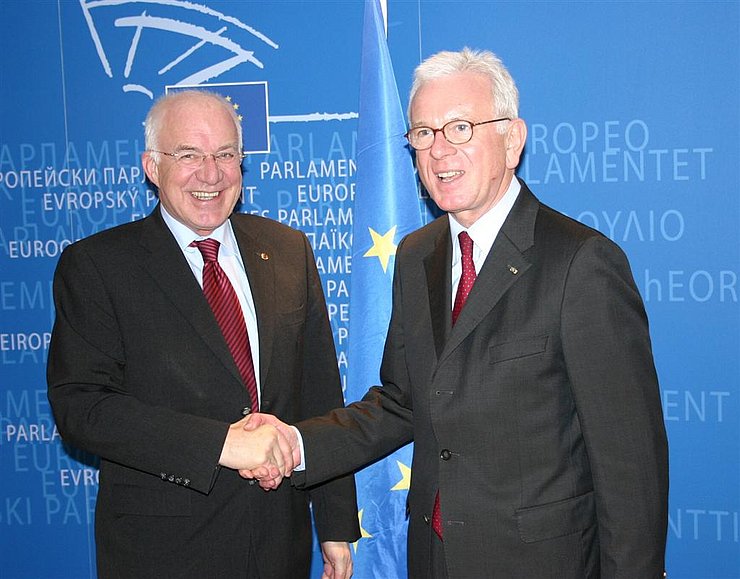 Landtagspräsident van Staa traf kürzlich den EU-Parlamentspräsidenten Hans-Gert Pöttering zu einem Gespräch in Brüssel