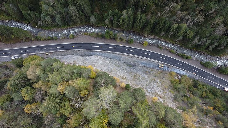 Luftaufnahme der L 18 Kaunertalstraße im Bereich Hoher Schrofen