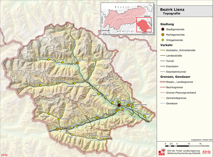 Übersichtskarte Bezirk Lienz