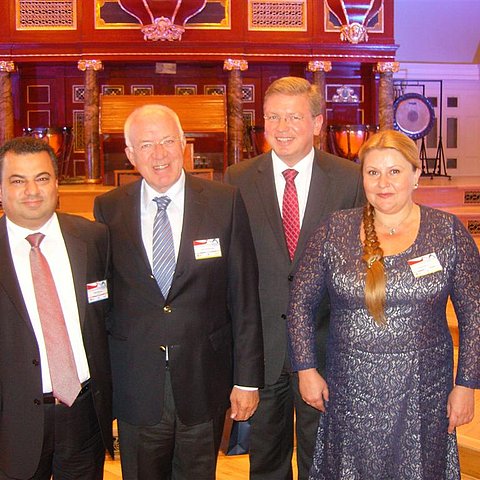 v.l. Emin Yeritsyan (Armenien), LTP van Staa, EU-Erweiterungskommissar Füle und Nataliya Romanova (Ukraine).