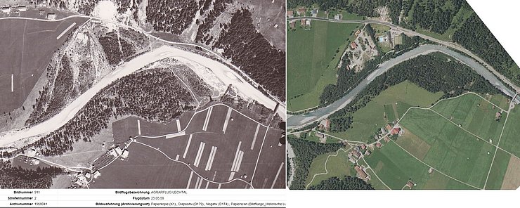© Land Tirol/Reiter Luftaufnahme aus dem Jahr 1958 und von heute …