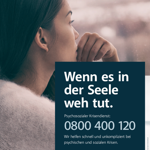 Mit Plakaten wird auf das Angebot des Psychosozialen Krisendienstes aufmerksam gemacht.