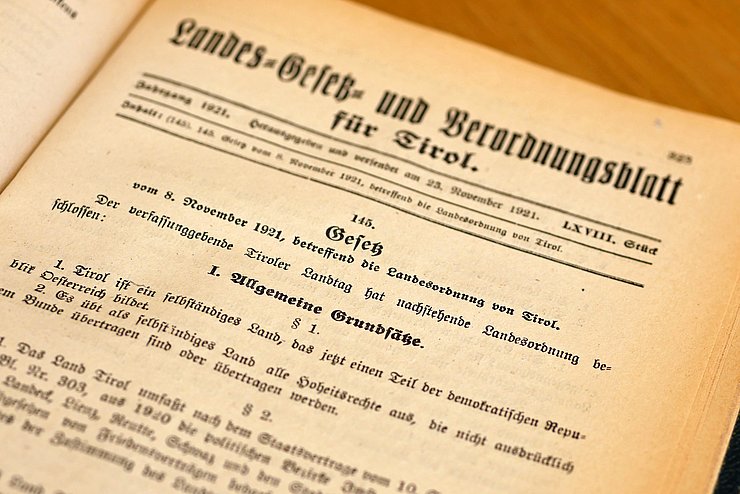© Landtagsdirektion Tirol/Oswald Bild des Gesetzblattes