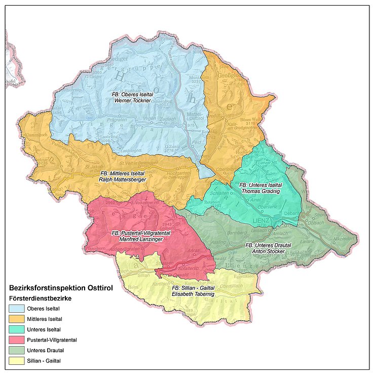 Zuständigkeiten der Försterbezirke