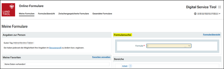 Formular suchen