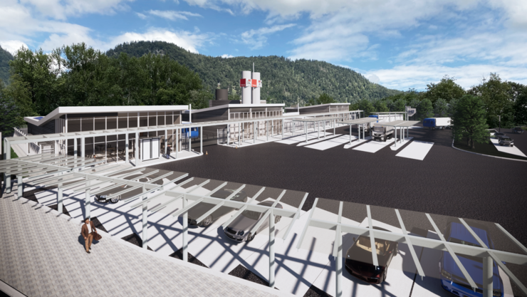 Einen optimalen Standort für die Erzeugung und Verwertung von Wasserstoff hat die TIWAG in Kufstein nahe der Autobahn gefunden. Hier wird auch eine Wasserstoff-Tankstelle entstehen. 