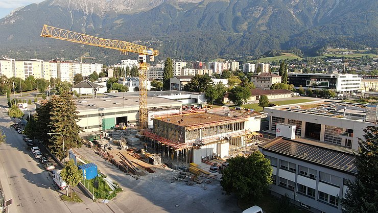 Drohnenaufnahme der Baustelle