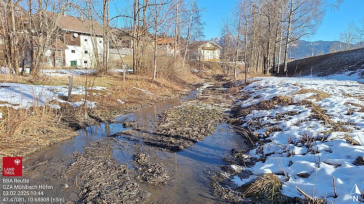 Bachsohle am Mühlbach/Höfen vor Beginn der Arbeiten - Räumungsabschnitt 1