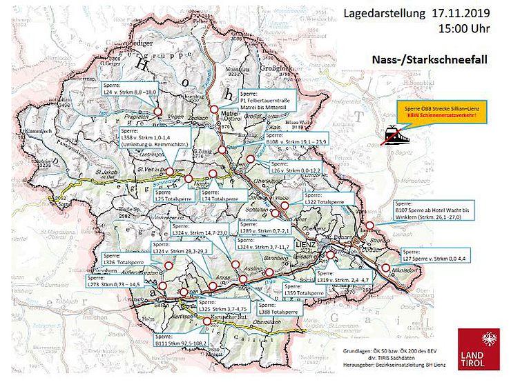 Lagedarstellung: Karte von Osttirol