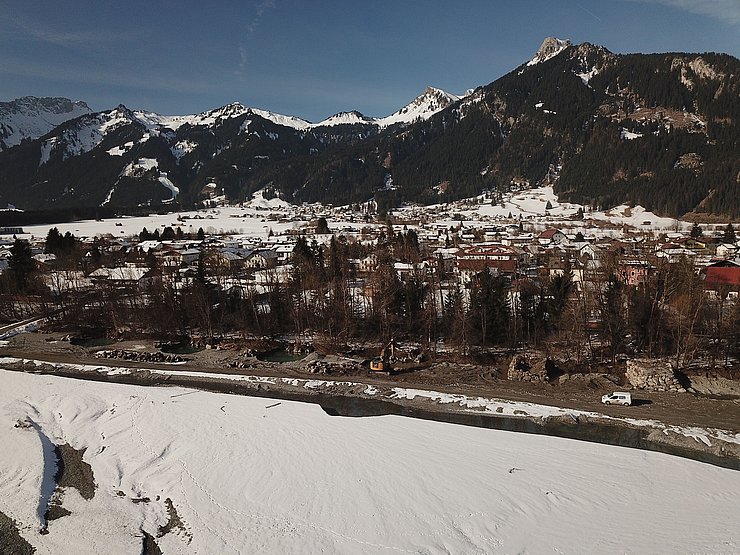 Sanierungsarbeiten am Hochwasserschutz Lechaschau (Foto vom 27.01.2020-Bauabschnitt 2)