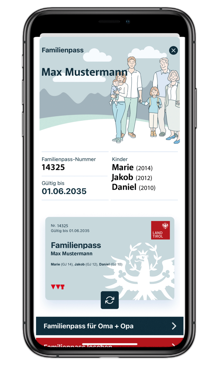 "MockUp Digitaler Familienpass Daten Passinhaber"