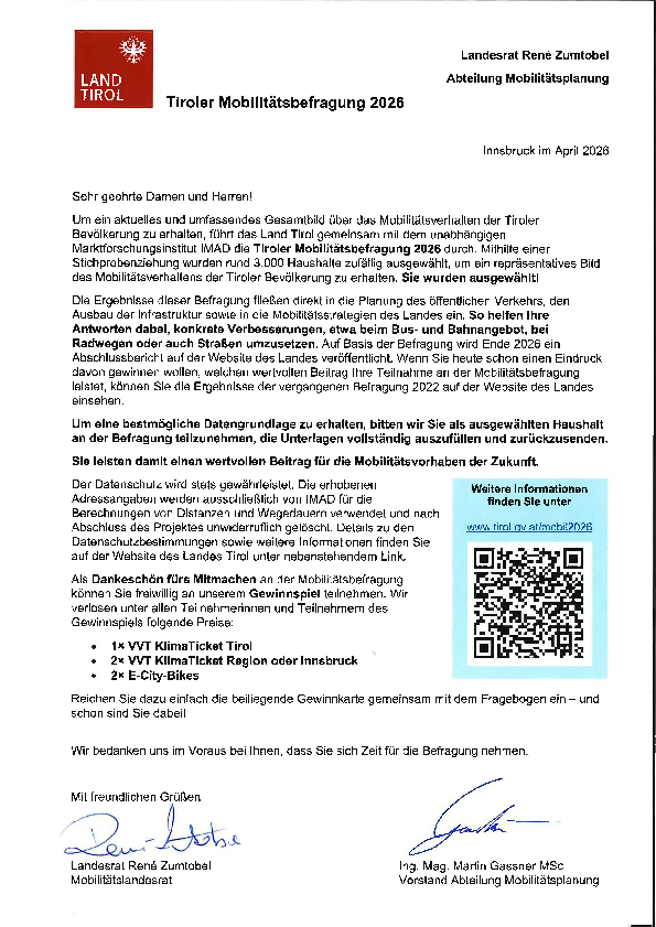 Tiroler Mobilitätsbefragung 2026