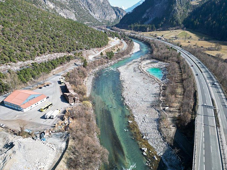 © Land Tirol/BBA Luftaufnahme des revitalisierten Inn.