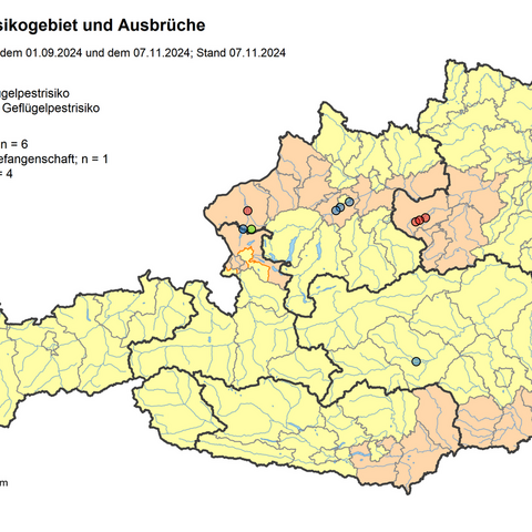 Karte Risikogebiete in Österreich