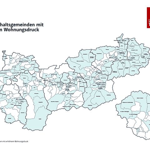 Karte von Tirol und den Gemeinden