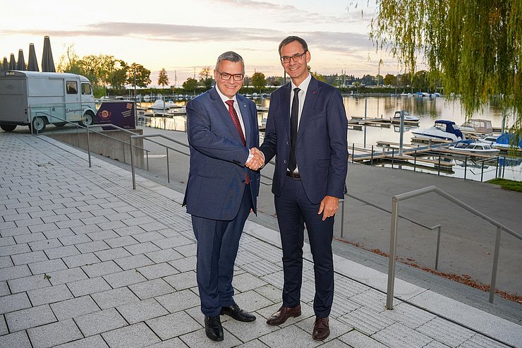 Landeshauptmann von Vorarlberg Markus Wallner mit Staatsminister Florian Herrmann aus Bayern