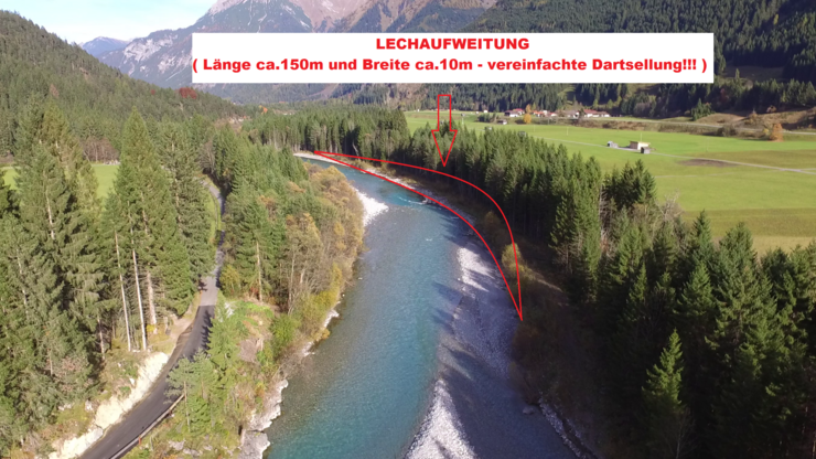 Aufweitung des Flussbettes unterhalb des Campingplatzes