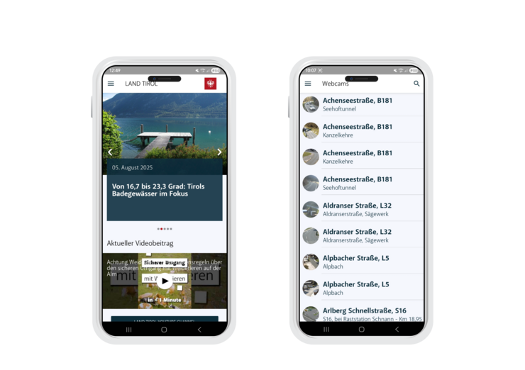 Mockups mit Pressemeldungen und Verkehrswebcams