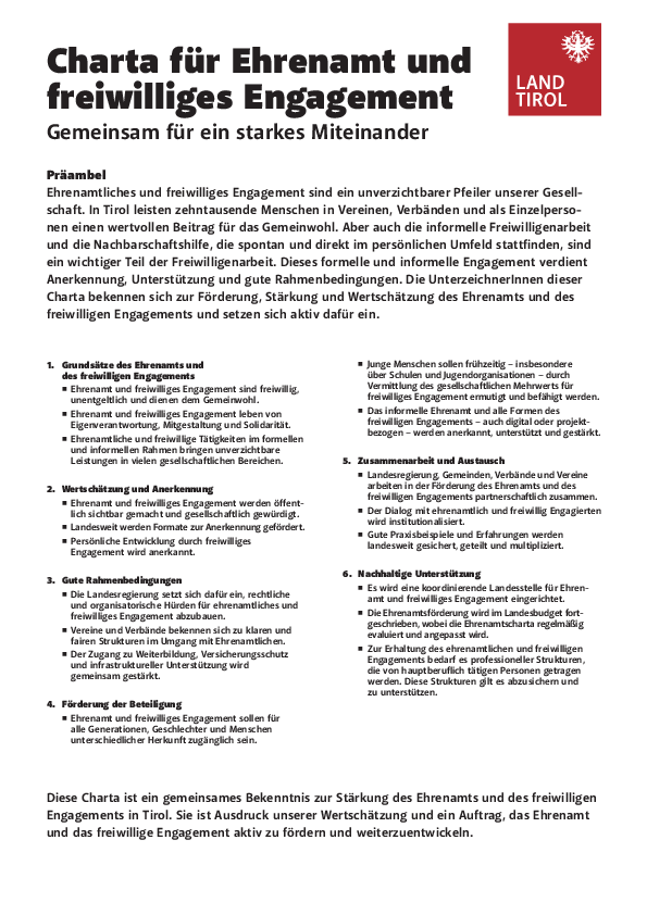 Dokument Ehrenamtscharta.