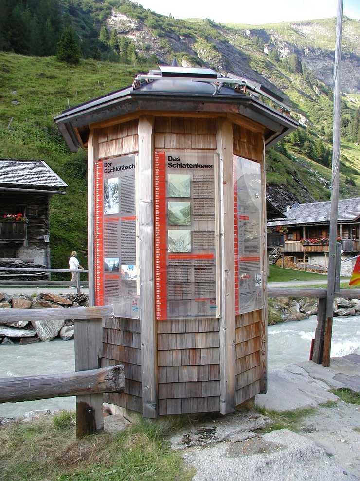 Schautafel Pegel Innergschlöß Gschlößbach