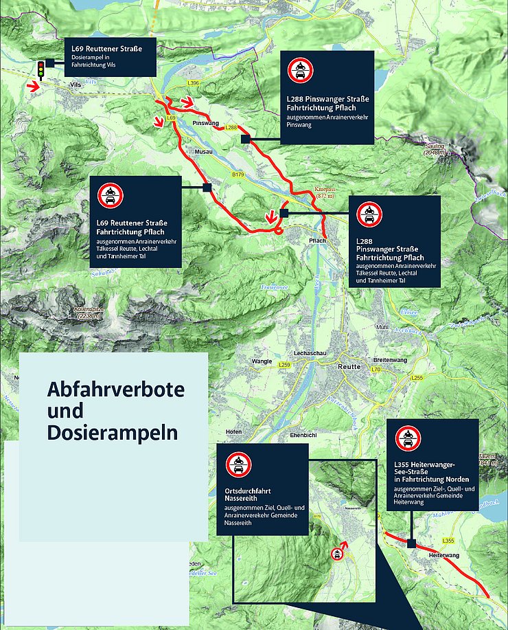 © Land Tirol Karte des Außerferns mit eingezeichneten Maßnahmen