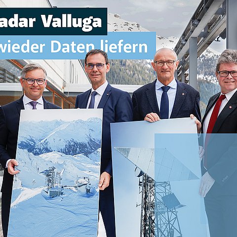 BM Brunner, LH Wallner, LH Mattle und BM Polaschek bei der Pressekonferenz zum Wetterradar auf der Valuta