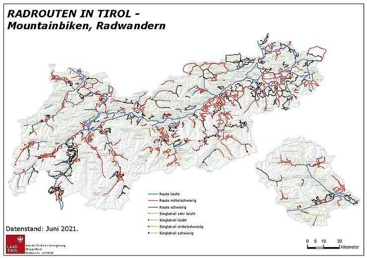 Karte MTB-Routen Tirol